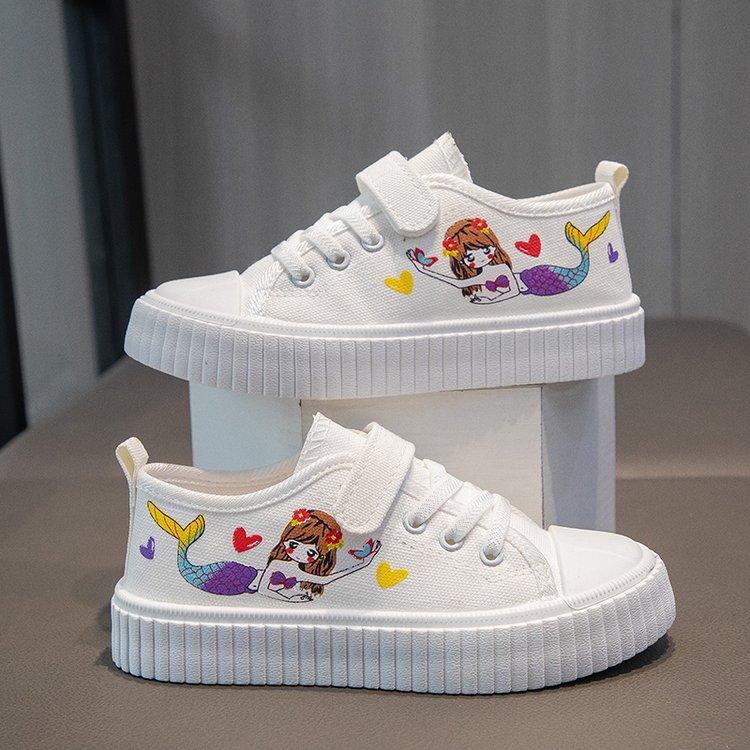 Zapatillas de Lona Transpirables Coreanas para Niñas con Dibujos Animados, Planas, Casuales, Deportivas, de Moda, para Correr, para Niños