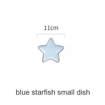 

Ocean Style Ceramic Plate Tableware Whale Fish Dish Shell Starfish Trumpet Shell Bowl Blue White Porcelain Dinnerware Animal