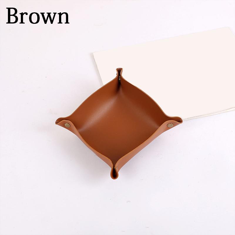 

1 шт., ящик для хранения, лоток для хранения, украшение для дома, искусственная кожа, настольное хранилище, портативный S коричневый