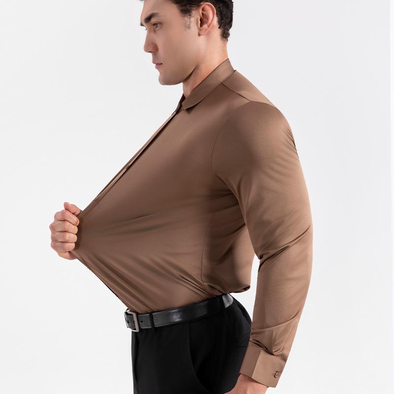 Seamless High Elasticity Four-Way Stretch Wrinkle-Free Men's European Size Shirt