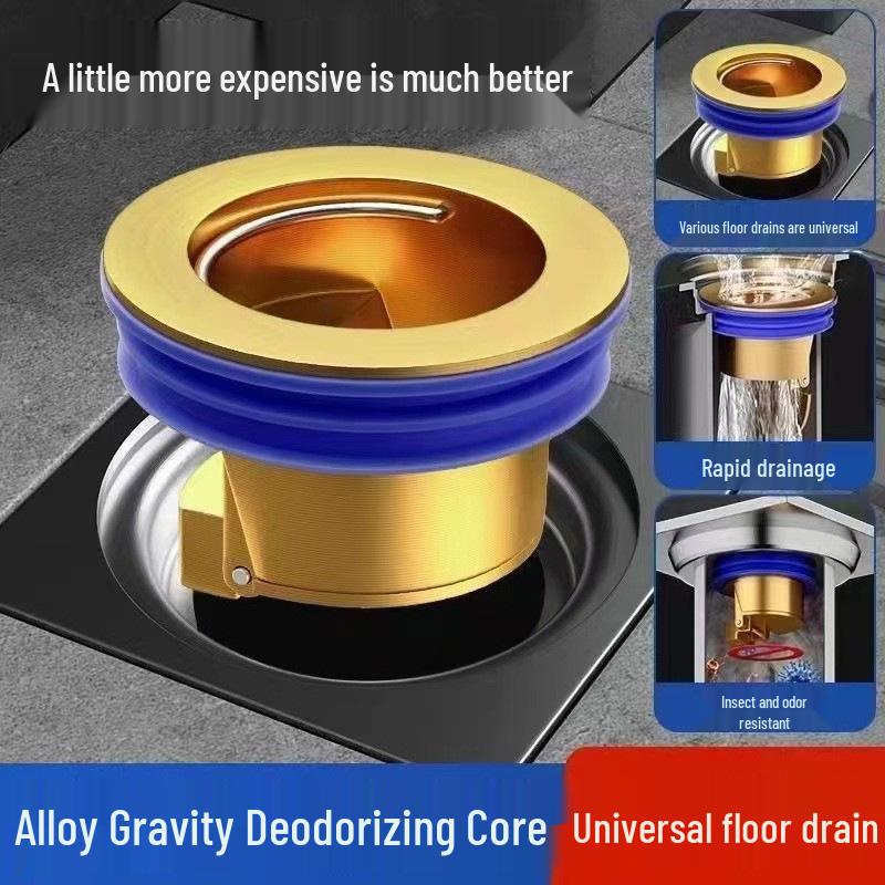 Odor-Proof All-Copper Floor Drain with Anti-Backflow Sealing Cover for Bathrooms