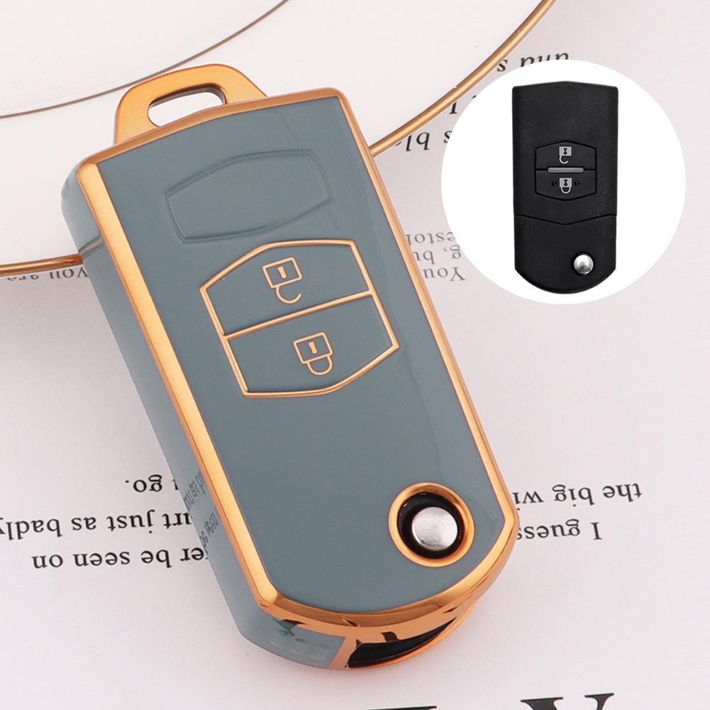 

2 3 кнопки чехол для автомобильного ключа чехол для пульта дистанционного управления брелок сумка протектор TPU держатель для ключей для Mazda 2 3 5 6 CX7 CX9 RX8 MX5 MPV Demio 2Button серый
