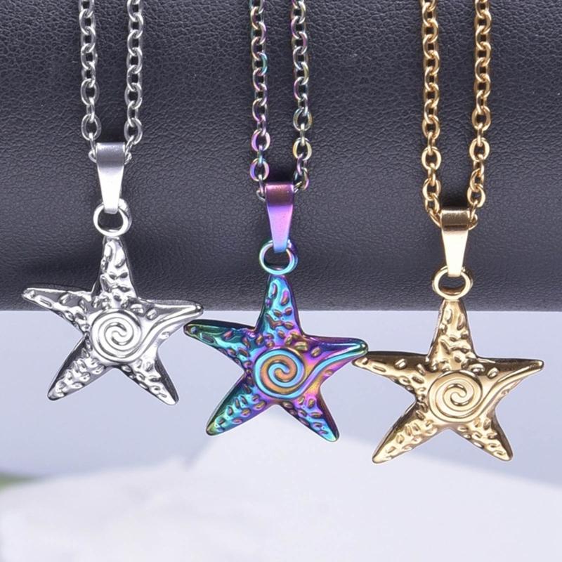 Star Necklace Y2K for Teen Girls Women Starfish Pendant Summer Jewelry Starfish Ocean Sea-Life Necklace Clavicle Chain
