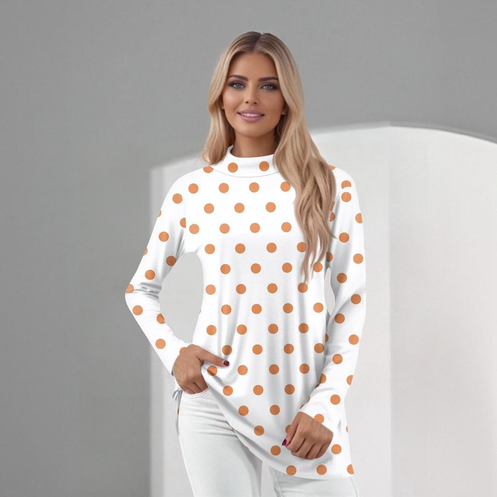Women's Daily Casual Long Sleeve Mid Collar Top