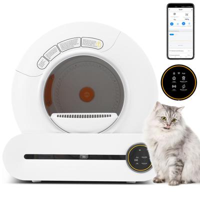 Caixa de Areia Autolimpante para Gatos 65L de Capacidade Sensor Infravermelho Controlada por APP 3 Modos Remoção de Odores Seguro Controle Parental Múltiplos Gatos Gatinho Inteligente
