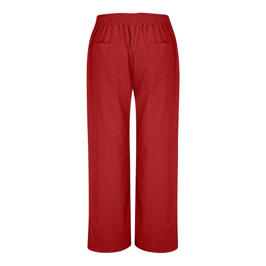 Women's Fashion Loose Casual With Button Elastic Waist Wide Leg Pants Casual Pants