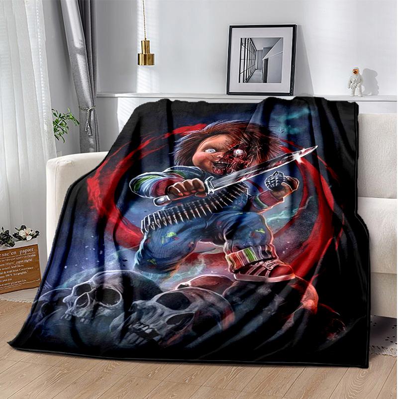 Chucky Flannel Blanket Soft Warm All-Season Throw, Design for Camping, Car Travel, Hiking Sofa, Bed, Office Perfect Gift for Parties