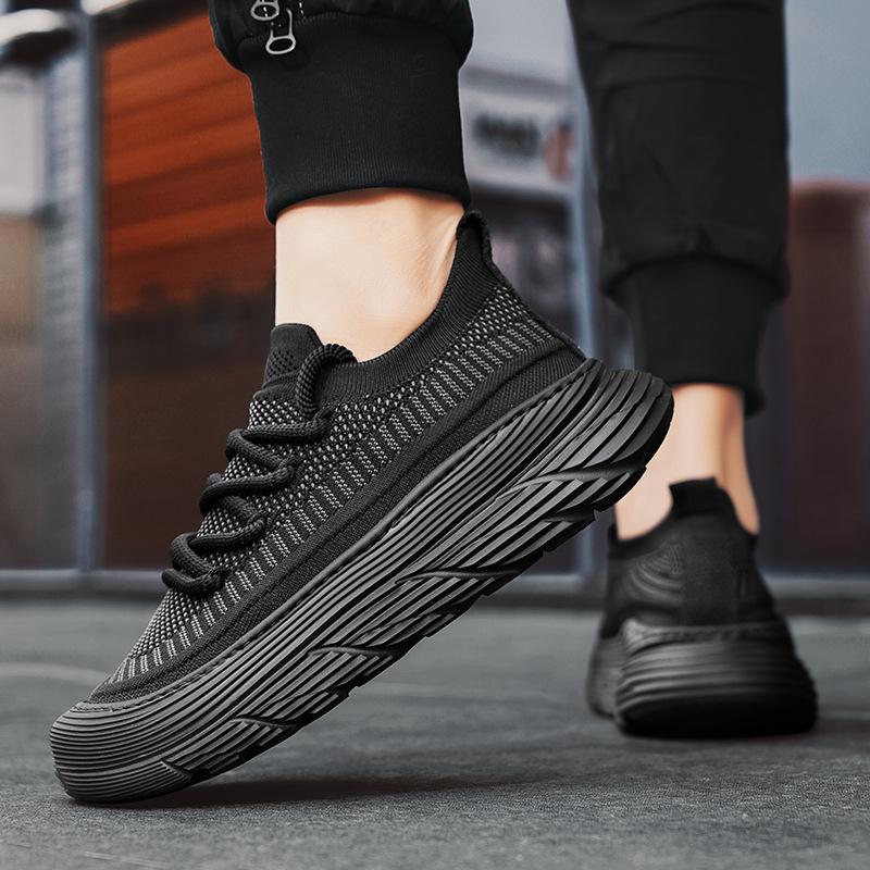 Men's shoes spring breathable fly-woven casual jogging shoes outdoor mesh thin lace-up running men's casual sports shoes