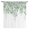 Watercolor Plant Leaf Illustration Green Sheer Window Curtain Tulle Curtains for Livingroom Bedroom Home Decor Voile Drapes