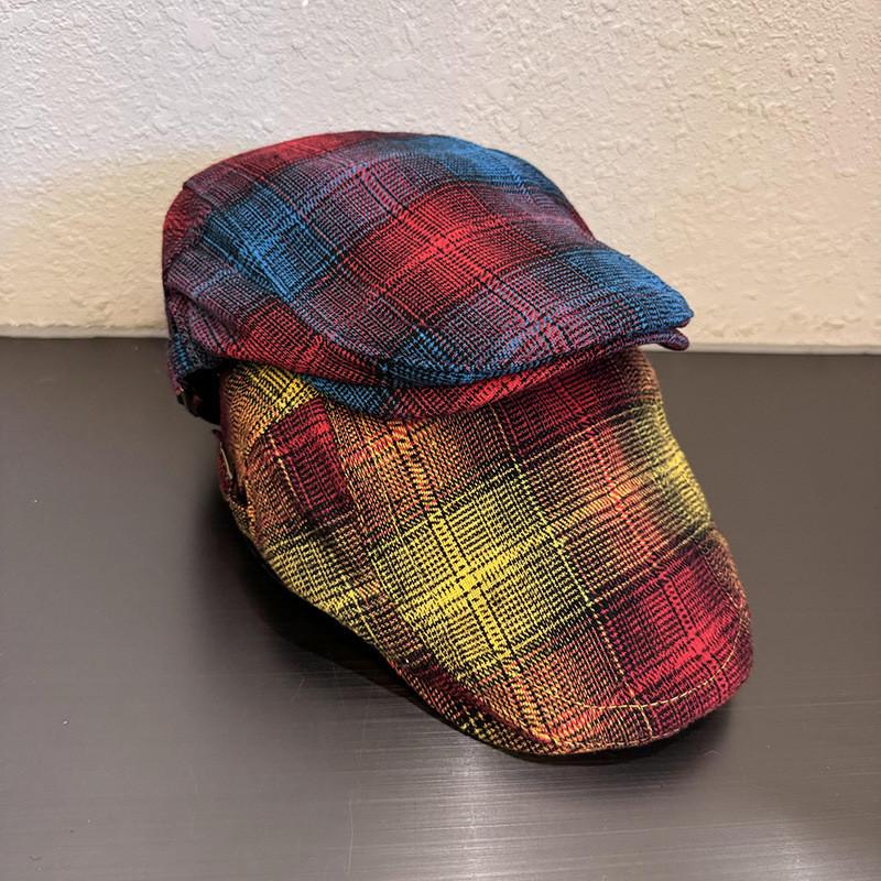 Retro Check Artistic Pattern Cap For Women Winter Fashion Breathable Hat Warm