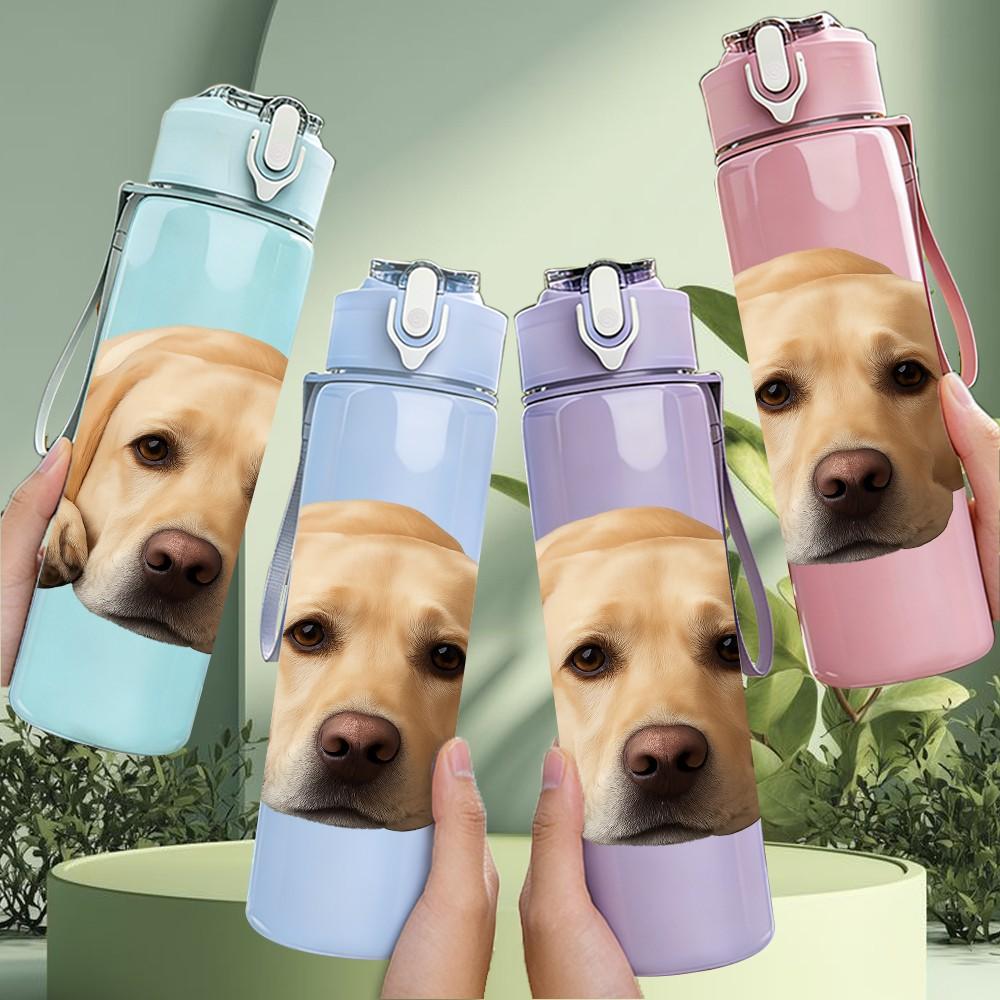1PC Labrador Dog Gentle Portrait 750ml Color Plastic Sports Water Bottle Leakproof Flip Straw Lid Suitable for Sports Office Home Use
