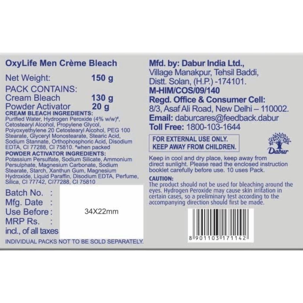 Oxylife Men Krem Rozjaśniający 150g Do Rozjaśniania Skóry, Redukcji Przebarwień i Usuwania Opalenizny