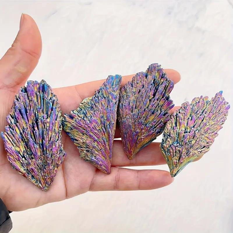 Natural Black Kyanite Specimen Blue Aura Flame Feather Stone with Multicolor for Jewelry Making, Home Decor, Unique Gift