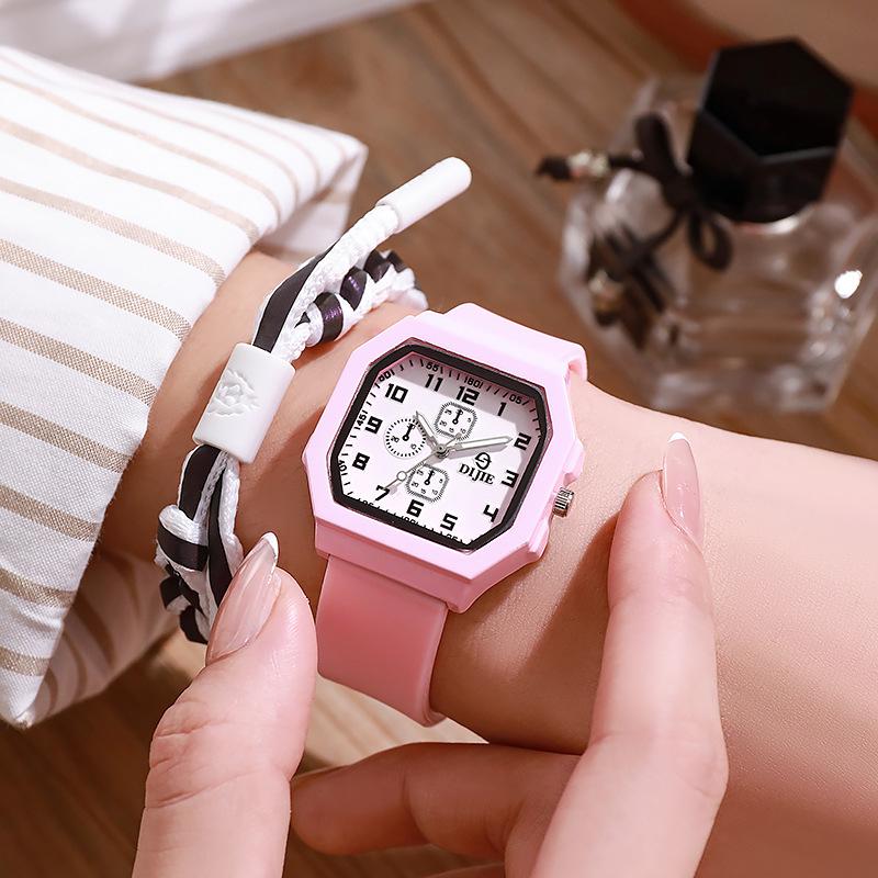 Dijie Square Couple Quartz Watch Women'S Watch Light Luxury Niche Mori Retro Square Dial