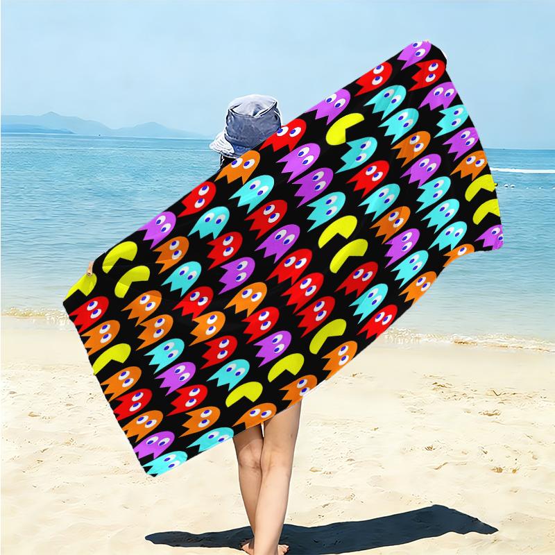 1Pc Pacman Classic Start Beach Towel Microfiber Beach Towel Thin Absorbent For Beach Swimming Yoga Bath Sports 091788