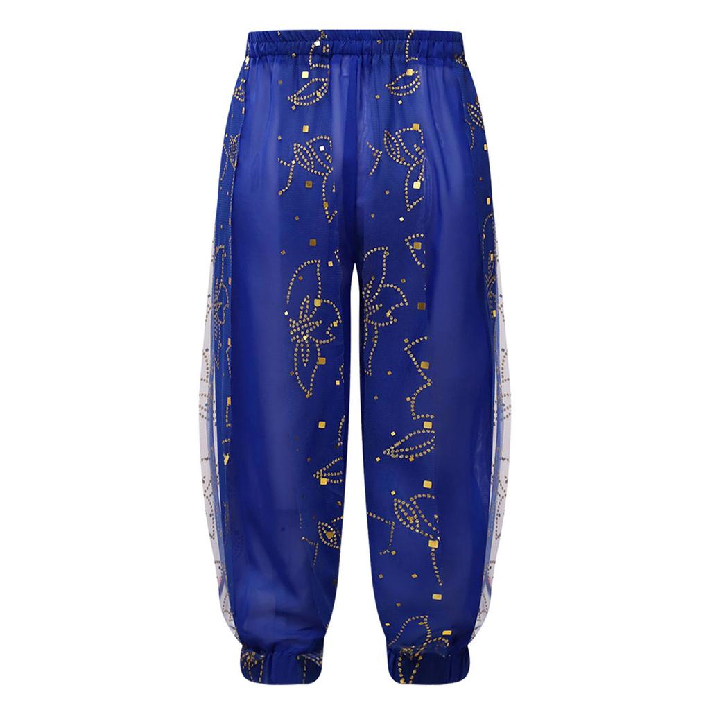 Girls Shiny Floral Print Bloomers Elastic Waist Dance Pants Stage Performance Halloween Costume