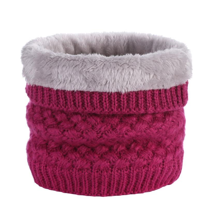 Winter Solid Color Velvet Neck Cover Female Cycling Knitted Wool Cover Neck Thickened Scarf Warm Scarf Autumn and Winter Windproof