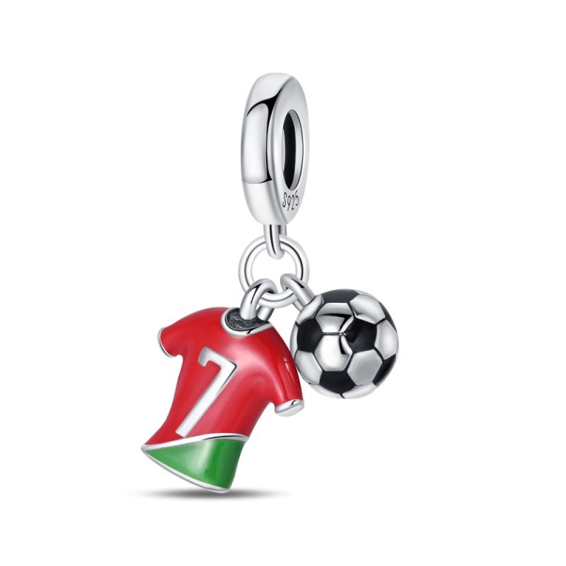 925 Silver Football Jersey Sports Pendant Trophy Charm Beads Fit 925 Original Bracelet DIY Birthday Jewelry