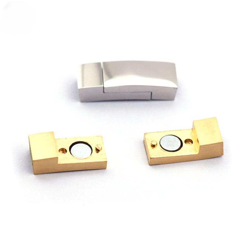 Stainless Steel Magnet Buckle Up and Down Flat Mouth Leather Rope Bracelet Connection Tanium Steel Jewelry DIY Accessories