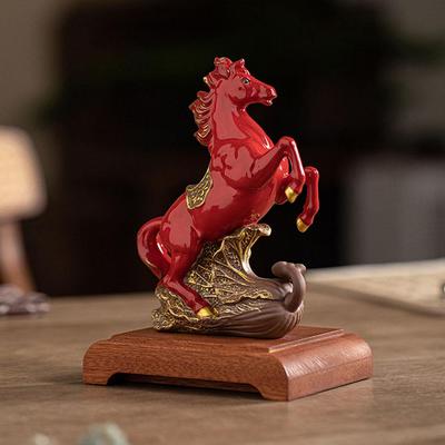 Ceramic 2026 Chinese Red Horse Statue - Success Omen Horse Figurine, Office Desk Decor, Feng Shui Wealth Success Ornament Gift