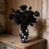 Gothic Skull Flower Vase Ornament Spooky Black White Skull Dried Artificial Flower Holder