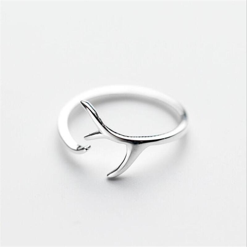 Fashion Antlers Smooth Temperament 925 Sterling Silver Jewelry Personality Geometric Branches Simple Opening Rings TYB002