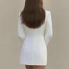 Women's Blazer Dress V Neck Long Sleeve Bodycon Work Dress One Button Ruffle Sheath Dress Formal Business Office Outfit