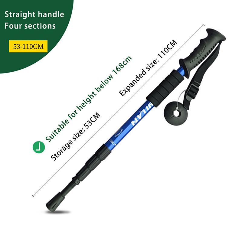 

4-секционная трекинговая палка из алюминиевого сплава с прямой рукояткой, для активного отдыха, ходьбы, пешего туризма, телескопическая, для кемпинга, альпинизма, треккинга синий