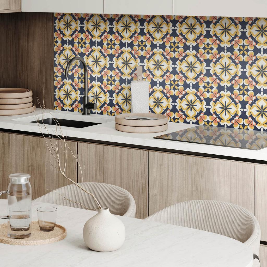 Self-Adhesive Vinyl Wall Tiles for Interiors Geometric Floral Pattern 20X20X20 Cm