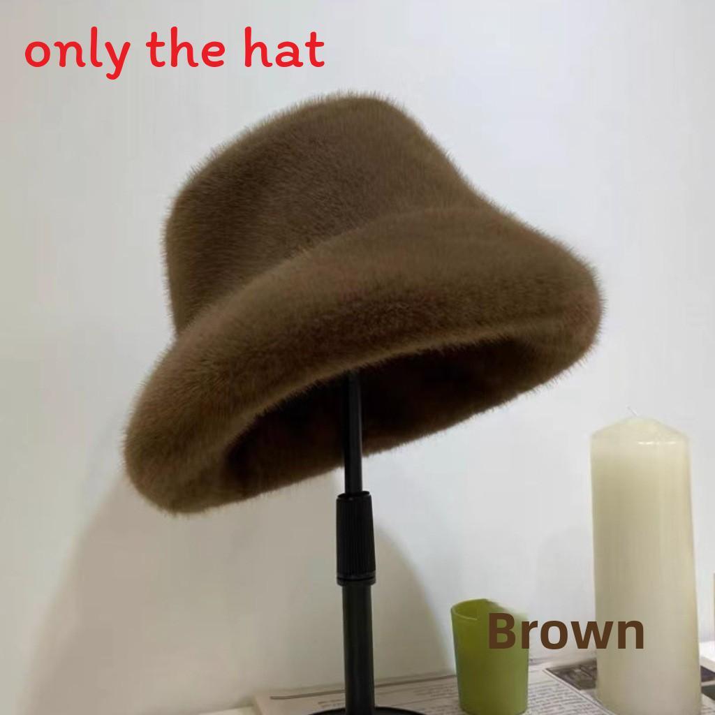 

Women Cozy Plush Fisherman Hat With Solid Color Design For Autumn Winter