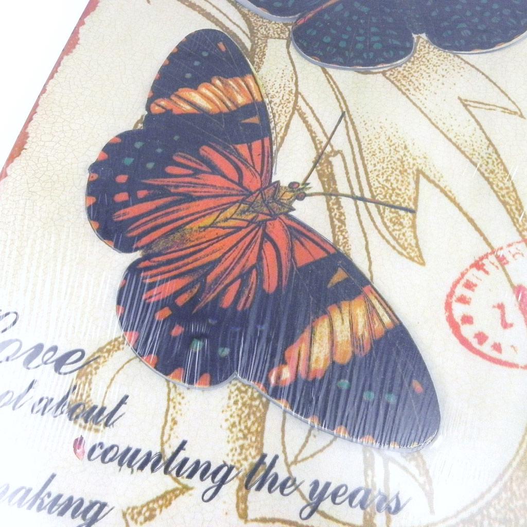 Les Trésors De Lily [I3420] - Wall Decoration 'Papillons Muraux' Brown Beige (metal)