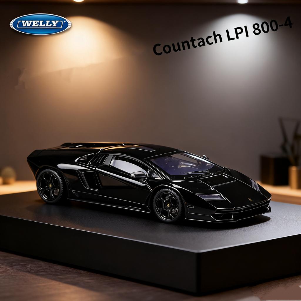 Welly 1/24 Lamborghini Countach LPI800-4 Alloy Miniature Car Diecast Metal Scale Car Model Collection Childrens Toy Vehicle Gift