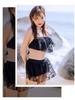 Japanese Lace Split Three-Piece Swimsuit: Women's Sheer Swimwear with Underwire & Chest Pads - Beach Vacation Style.