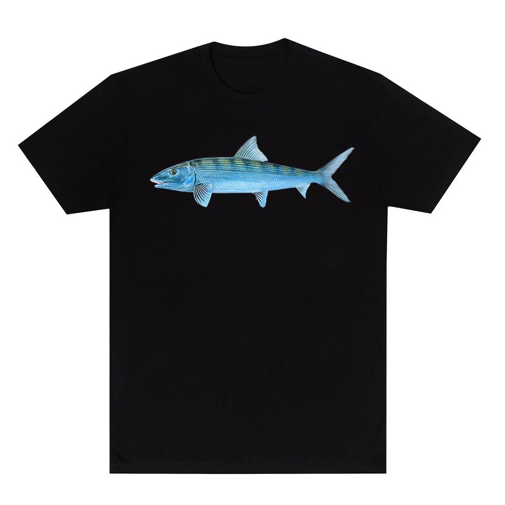 Y2k Summer Marine Fish Handpainted Salmon Sea Fish Fishing Beach Fishing Pure Cotton Printed Loose Shortsleeved Tshirt