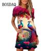 Abiti con Stampa Digitale 3D Donna Estate Manica Corta Scollo O Casual Ampio Vestito