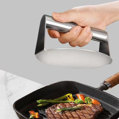 Imprensa de hambúrguer de aço inoxidável com alça quadrada redonda antiaderente grelha de grau alimentício carne bacon bife hambúrguer manual ferramenta smasher cozinha