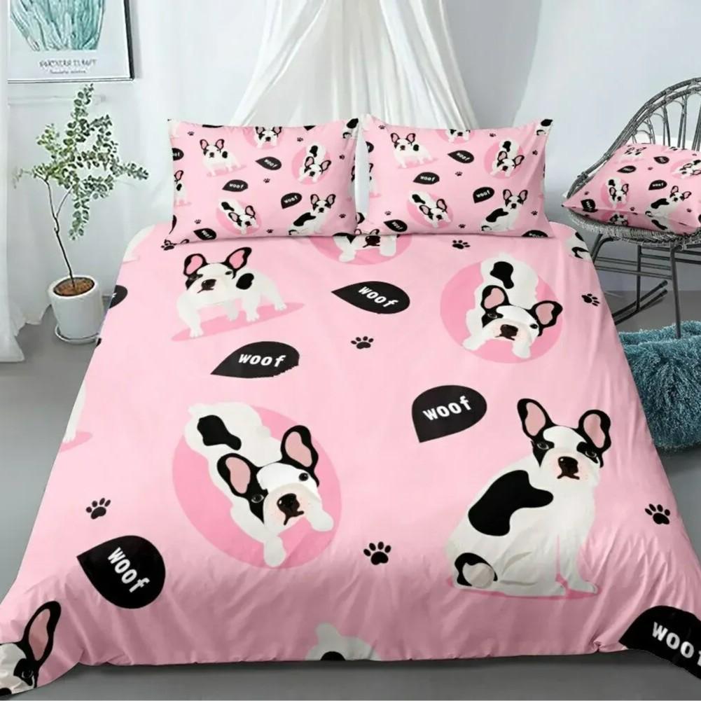 French Bulldog Bedding Set Children'S Cartoon Puppy Three-Piece 3D Digital Printing