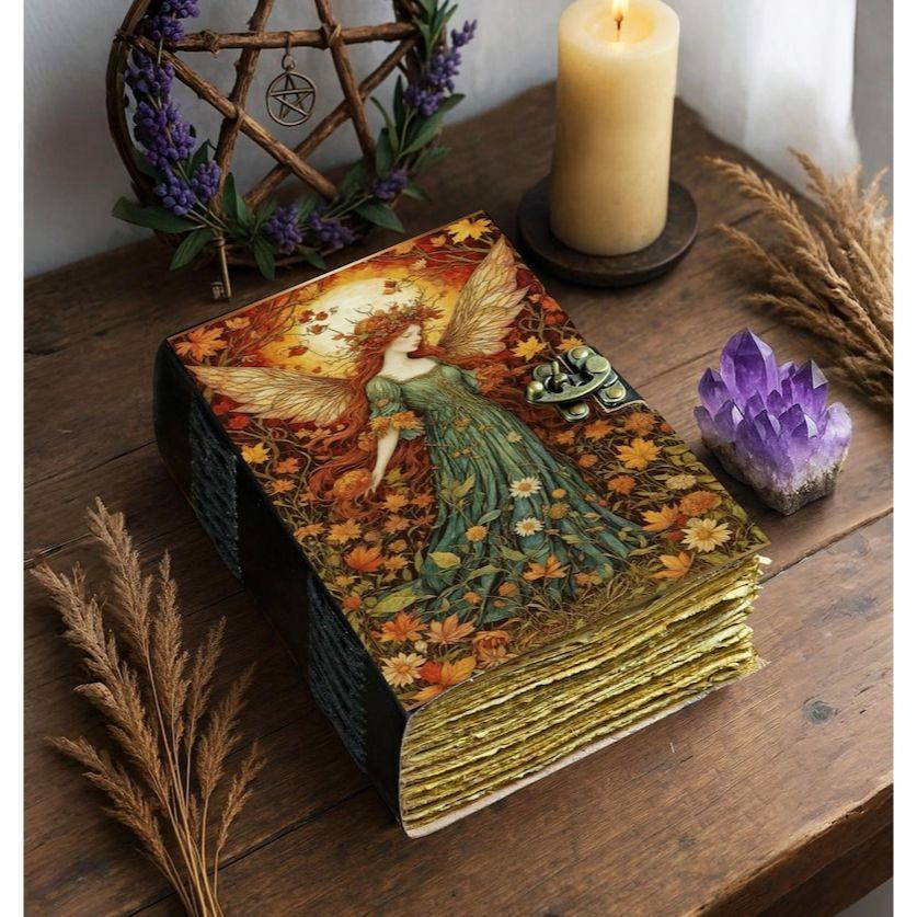 Handmade Fairy Leather Grimoire: Christmas Gift Book of Shadows