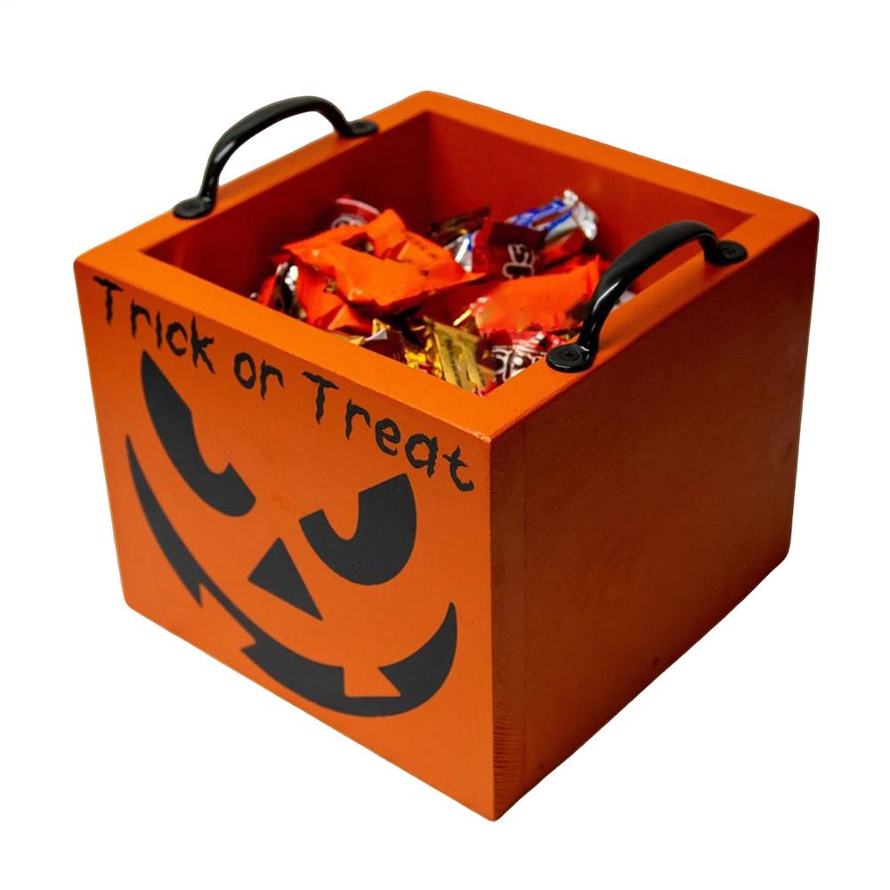 Halloween Boxes For Treats Wooden Square Candy Container Party Supplies For Kids Adults Holiday Family Gathering Classroom Home