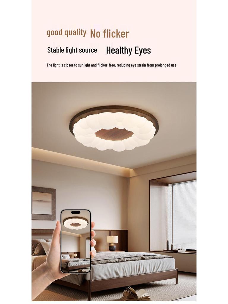French Mid-Century Ceiling Light with American Retro and Song Dynasty Style - Eye-Friendly Lighting for Bedroom, Dining Room, or Study.
