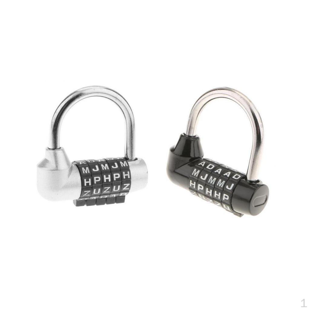 Alloy 5 Dial Letters Combination Padlock Code Password Lock Silver