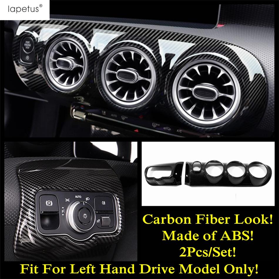 Carbon Fiber Center Console Air AC Conditioning Vent Cover Trim For Benz A Class W177 A200 A220 / CLA 200 C118 W118  - 2024 Carbon Fiber Look