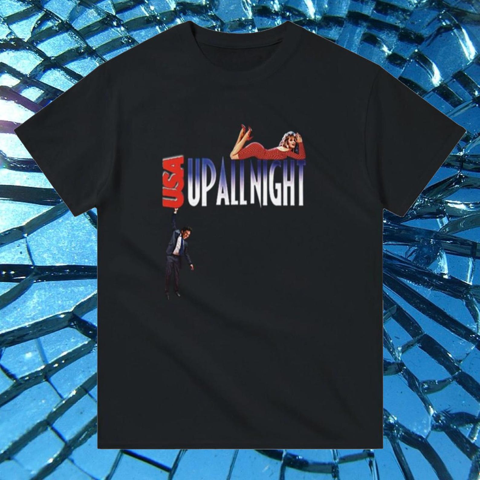 USA up all night - Heavyweight Unisex Crewneck T shirt | Gildan® 5000 Black 3XL