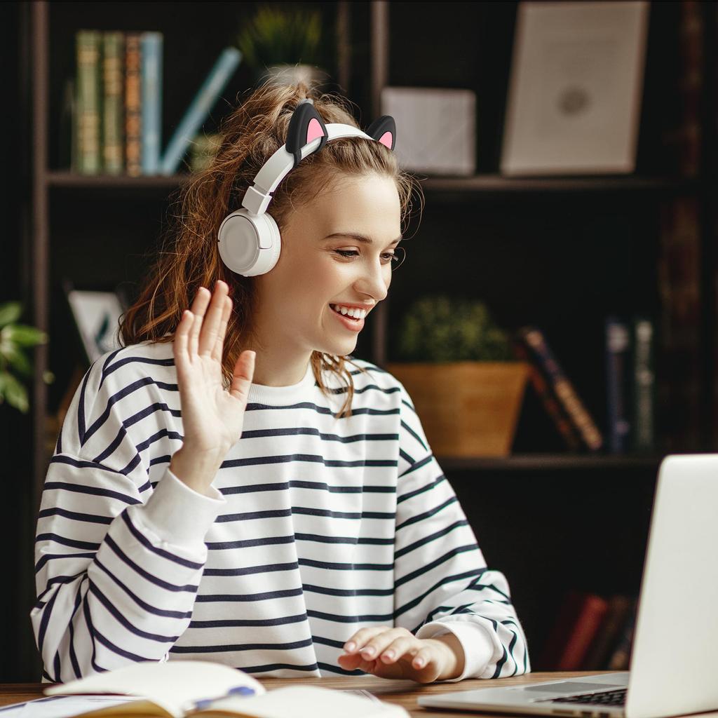 Kwmobile 2x Kompatible Over-Ear-Kopfhörer mit Katzenohren - Silikonaufsatz für Kopfhörer bis zu 2,5-3,8 cm Breite, SchwarzDunkelrosa