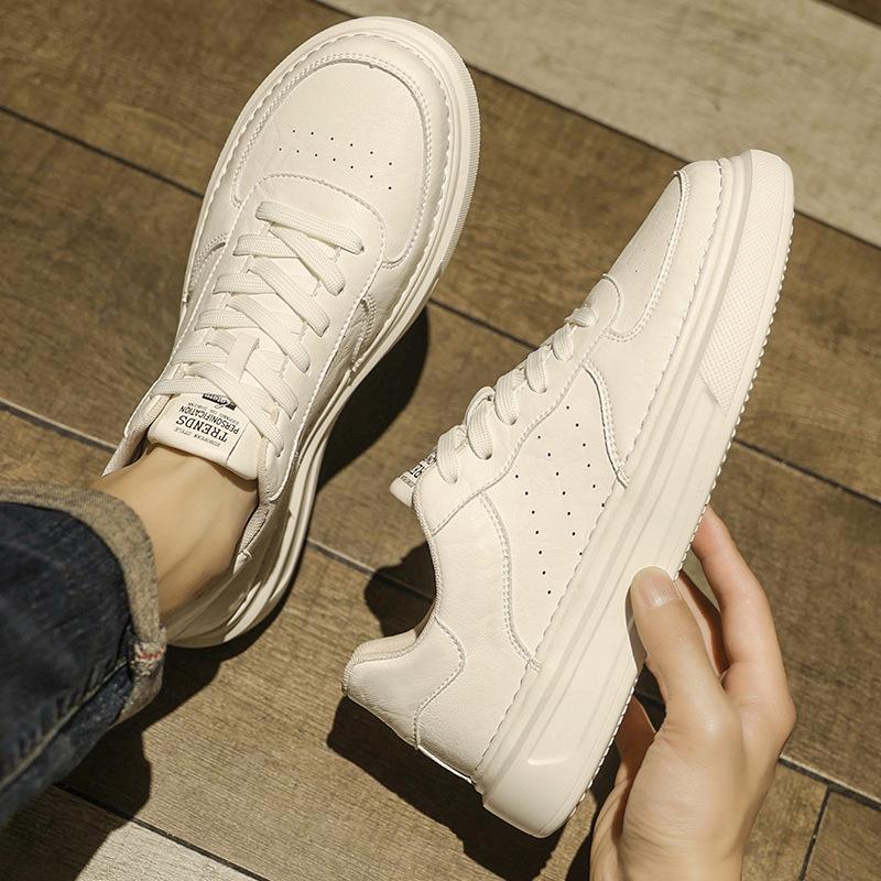 Putian Men's Shoes Spring 2025 Breathable Men's and Women's White Shoes Men's Leather Sports Air Force Board Shoes Ins Light Break