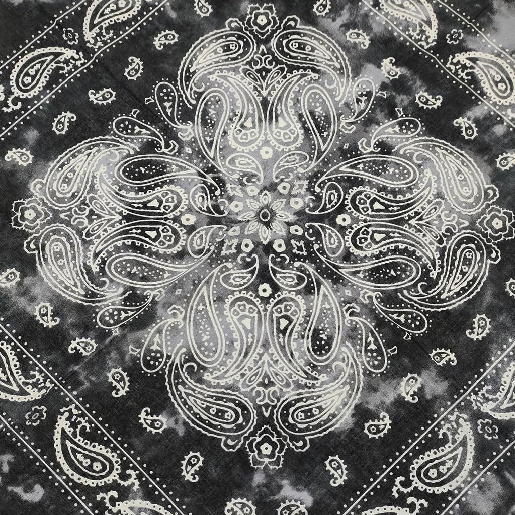 Trifong Paisley Bandana Black Tie-Dye Cotton 100% Adults 55cm X 55cm Black