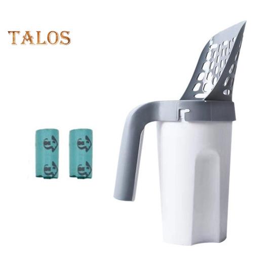 Cat Litter Scoop Portable Cat Litter Scoop Holder with Trash Container Cat Poop Sifting Shovel with Waste Bags for Indoor Cats