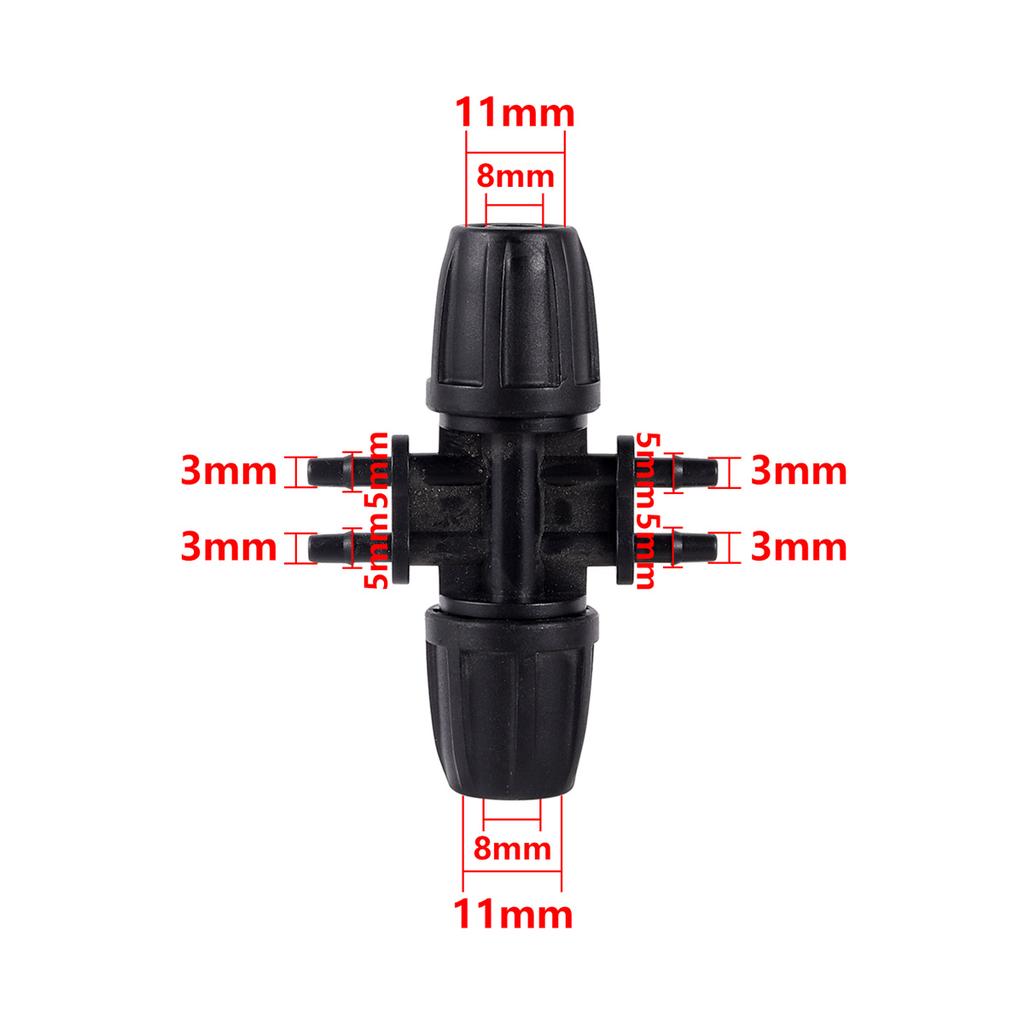 8/11mm Hose Interface Garden Water Connector Straight Elbow Tee 4/6-Way End Plug Joint Garden Greenhouse Irrigation Pipe Fitting