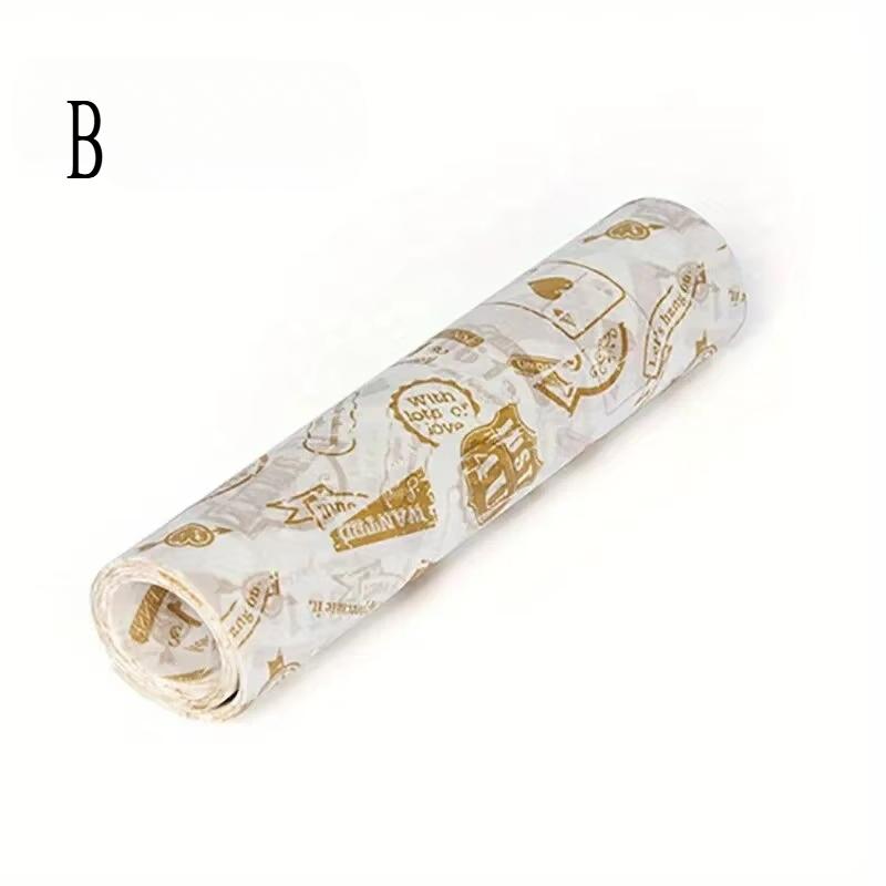 Food Wrapping Paper Colorful Patterned Greaseproof Wax Paper for Sandwiches Baking Hamburgers Snacks and Picnic Supplies