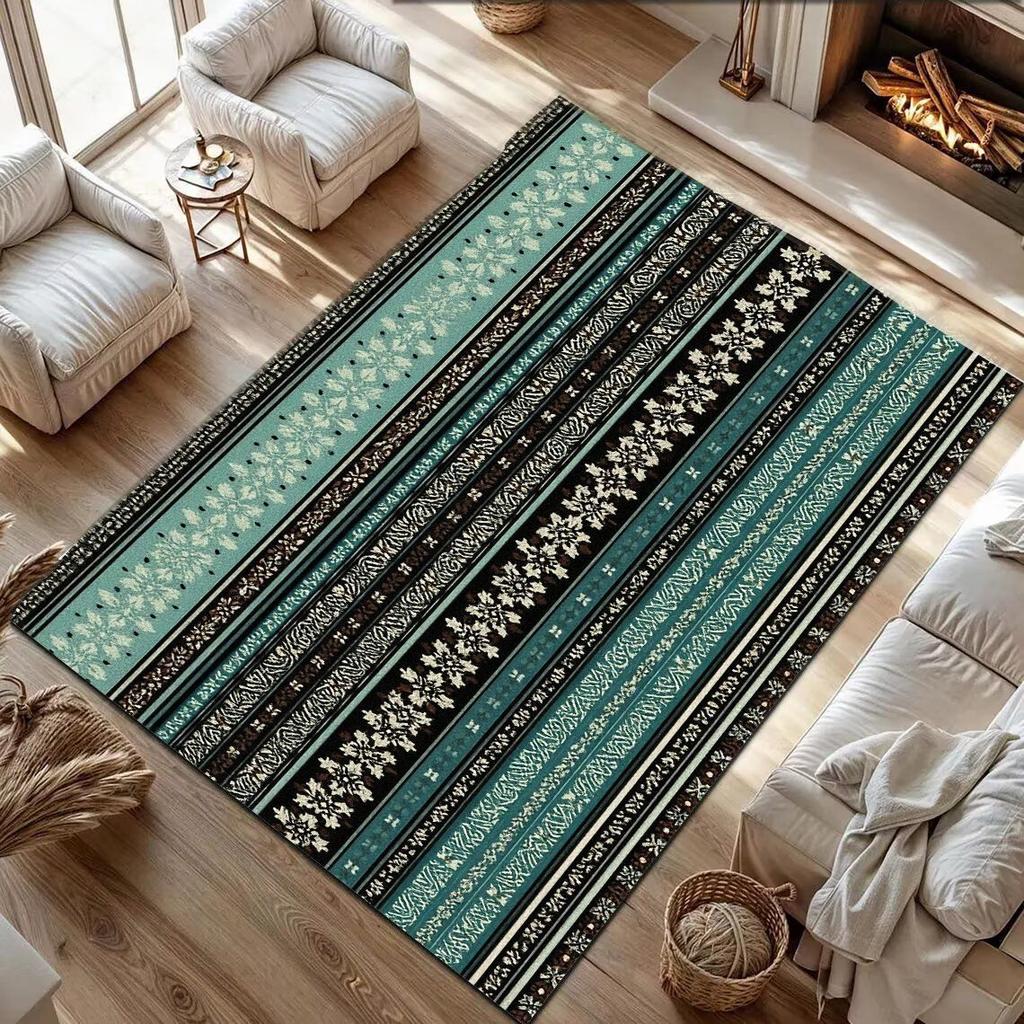 Boho Geometrisches Muster Teppich Rutschfeste Fußmatte Vintage Ethnischer Stil Teppich für Wohnzimmer Schlafzimmer Heimdekoration